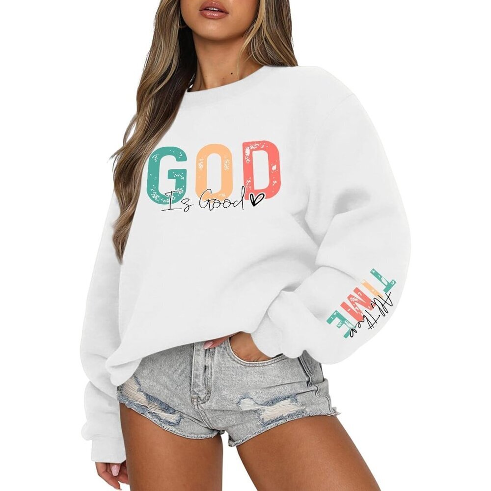 Christian Sweatshirt Women Oversized Bible Verse Pullover Faith Religious